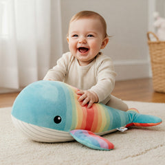 Cheap Creative Flip Stuffed Animal Toy Rainbow Reversible Plush Whale Toy for Baby Toys